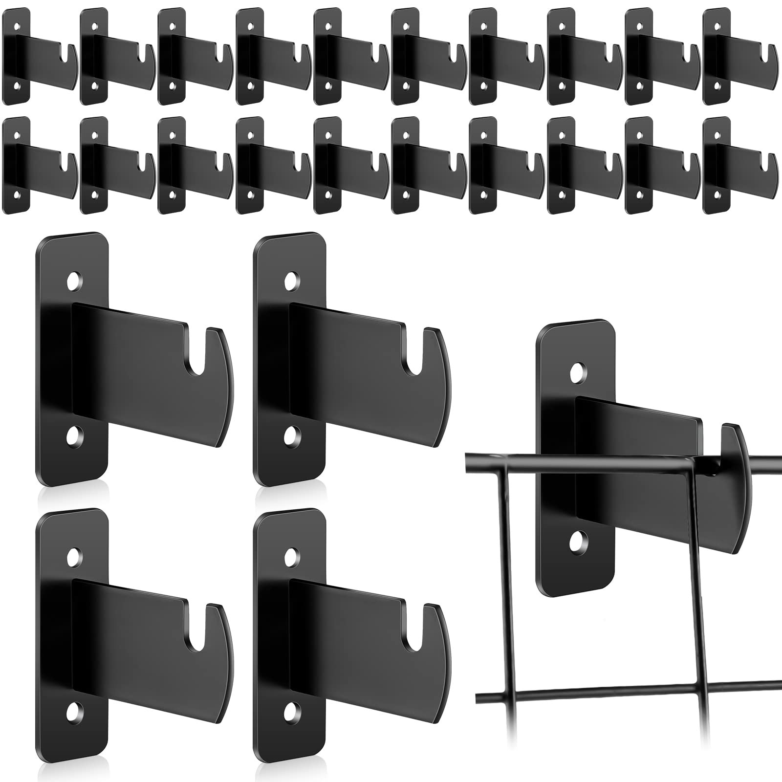 24 Pcs Gridwall Mount Brackets Metal Grid Wall Panel Brackets Display Hooks S...