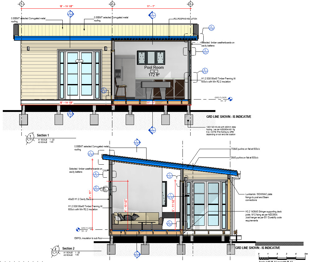 Tiny House ADU working s 2 Room Layout, (400SF) Covered Deck, PDF+ CAD File