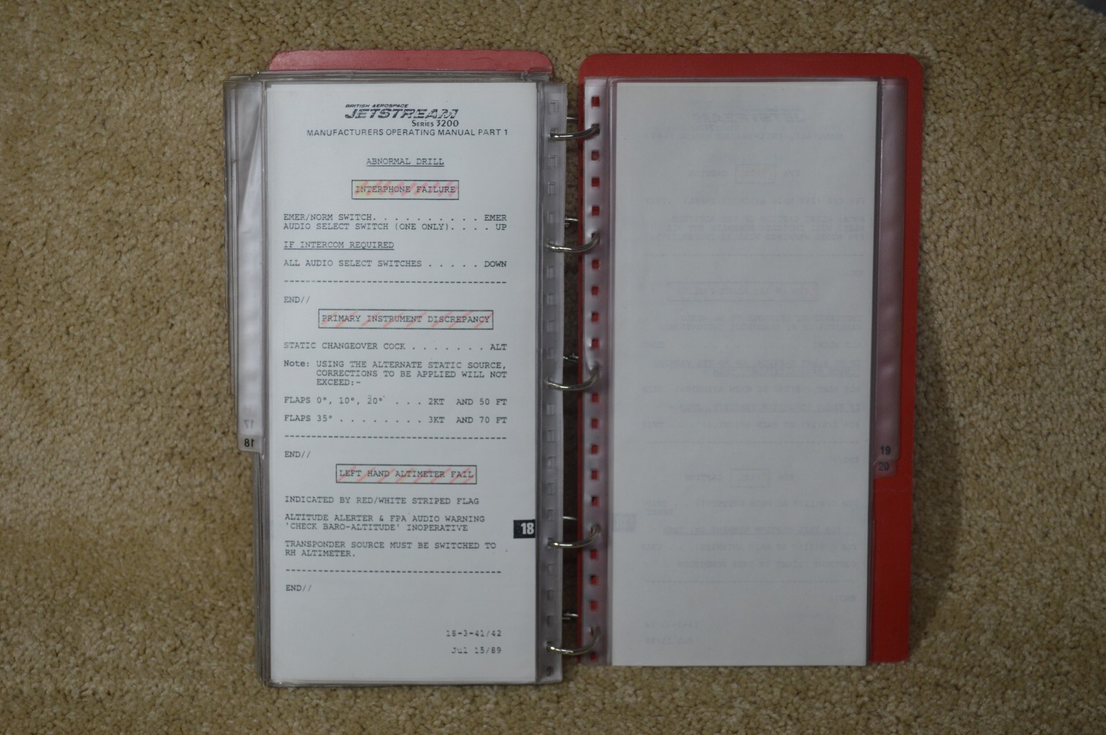 JETSTREAM 3200 MANUFACTURES OPERATING MANUAL PT 1 USED