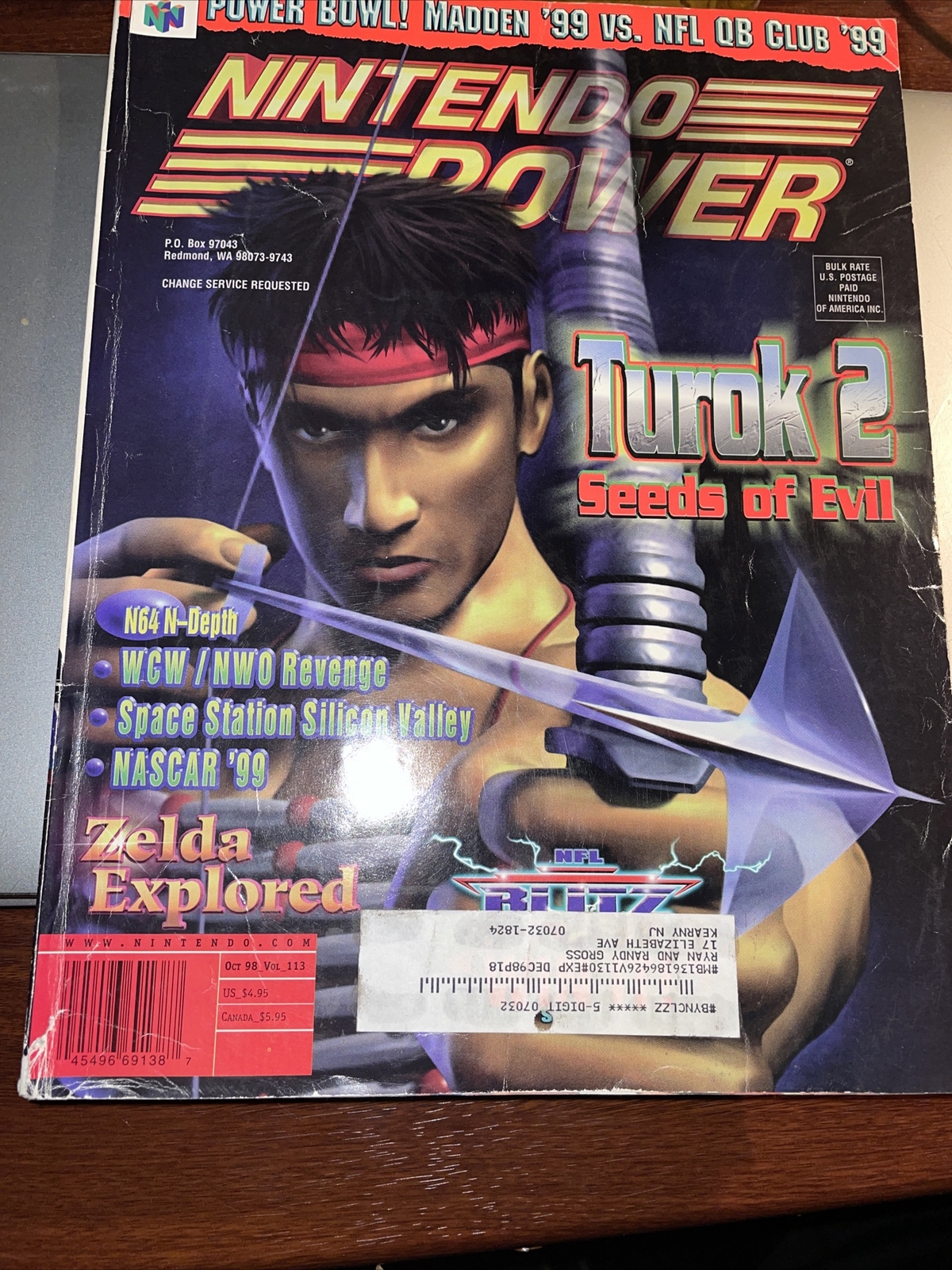 Nintendo Power Magazine #113 October 1998 Turok W College Hoops 98 Poster a