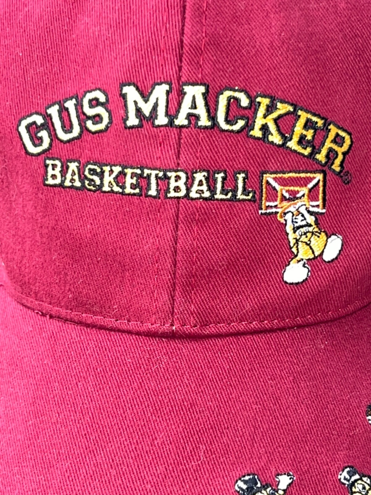 Gus Macker Basketball Maroon Yellow/Orange Black Hat Cap Hook Loop embroidered