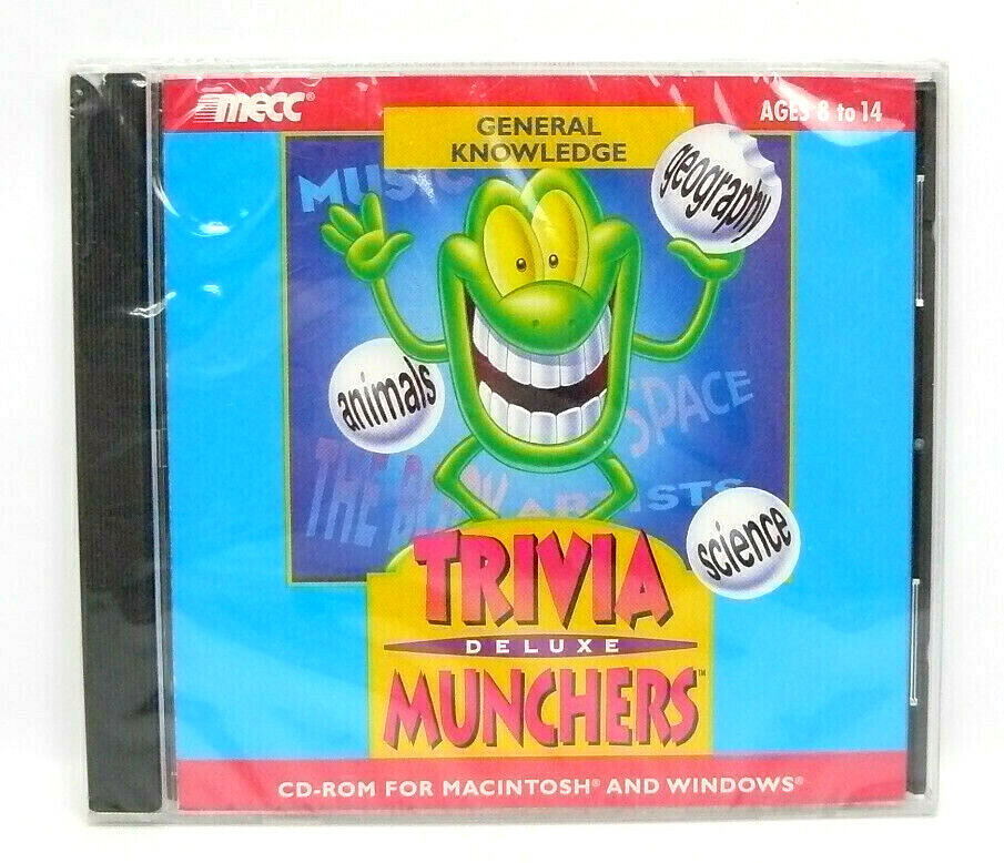 VTG mecc TRIVIA MUNCHERS DELUXE General Knowledge CD-ROM for Mac / Windows 8-14