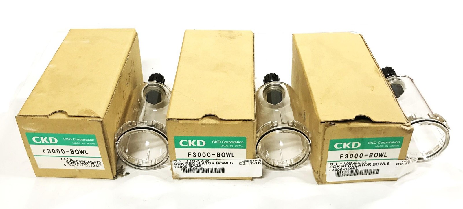 CKD Manual Drain/Regulator Bowl F3000-BOWL [Lot of 3] NOS