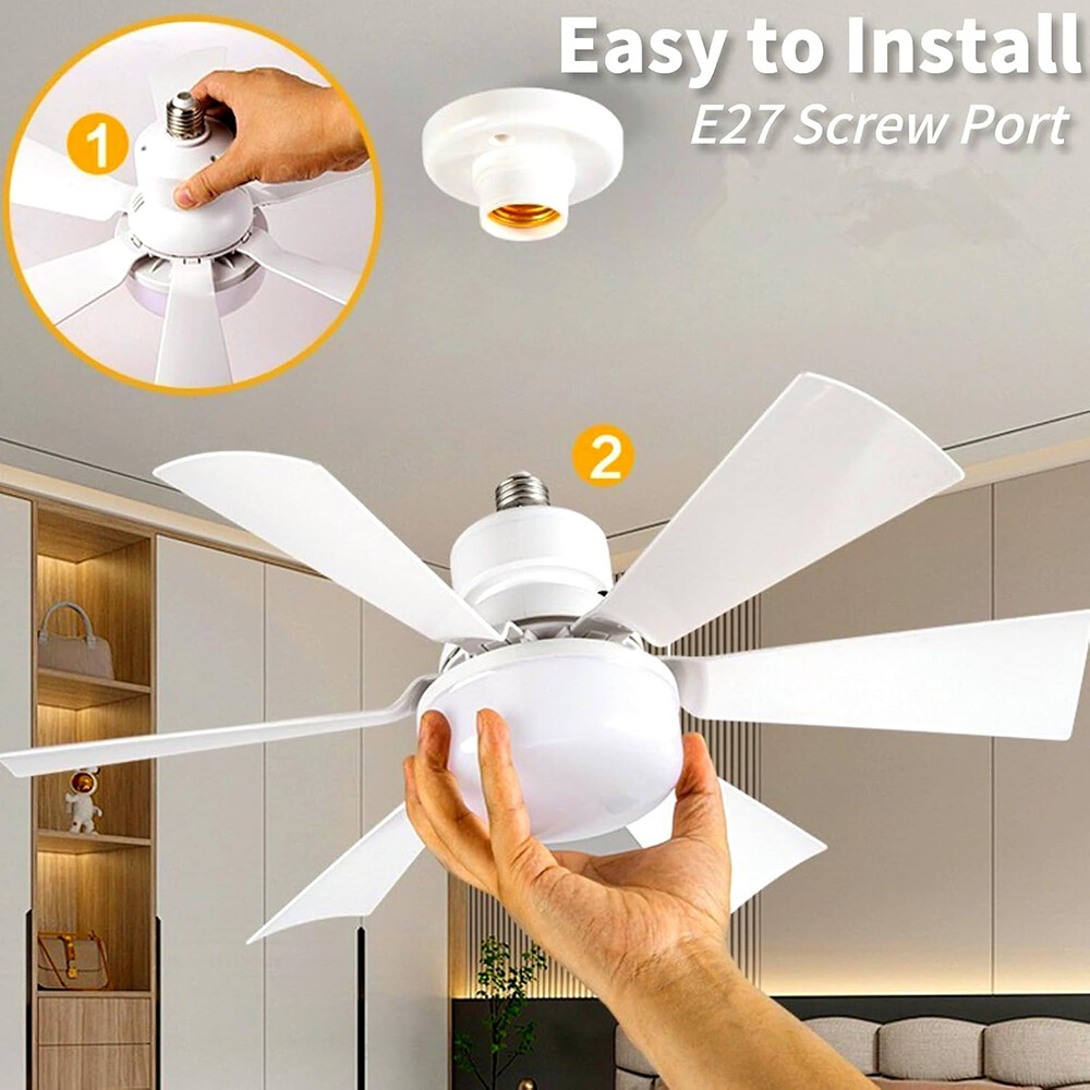 2Pack Socket Ceiling Fans with Light & Remote Socket Fan light with Dimmable Led