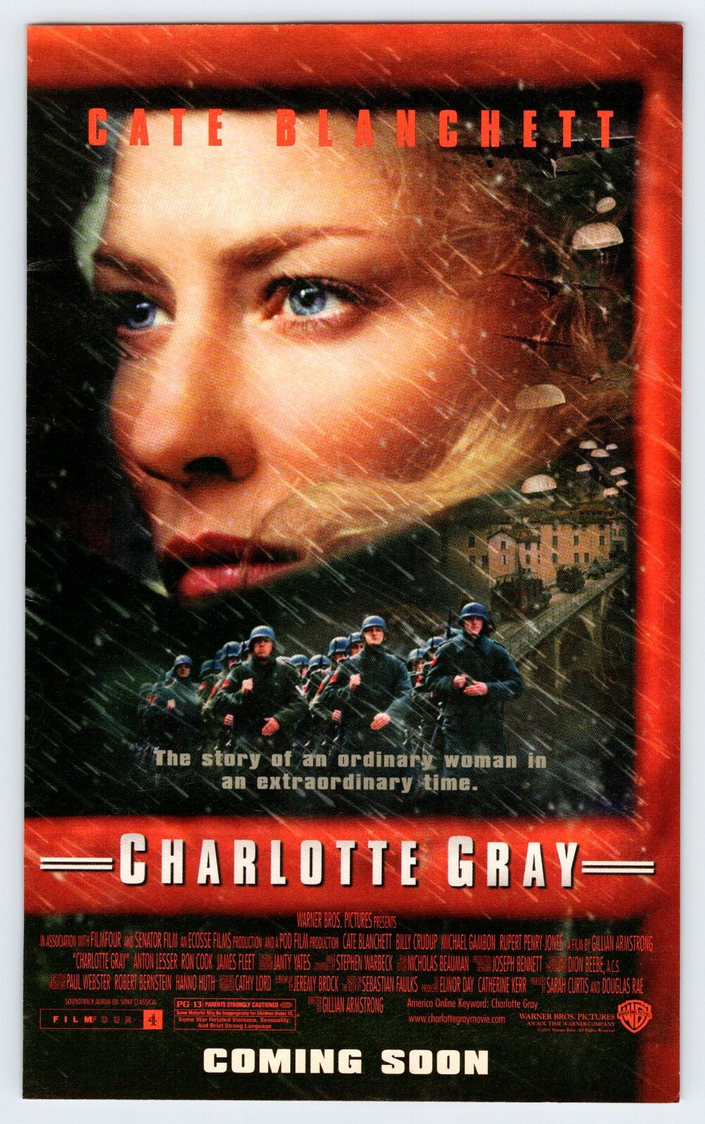 2001 CATE BLANCHETT CHARLOTTE GRAY MOVIE Vintage 5"x8.5" Magazine Ad M421