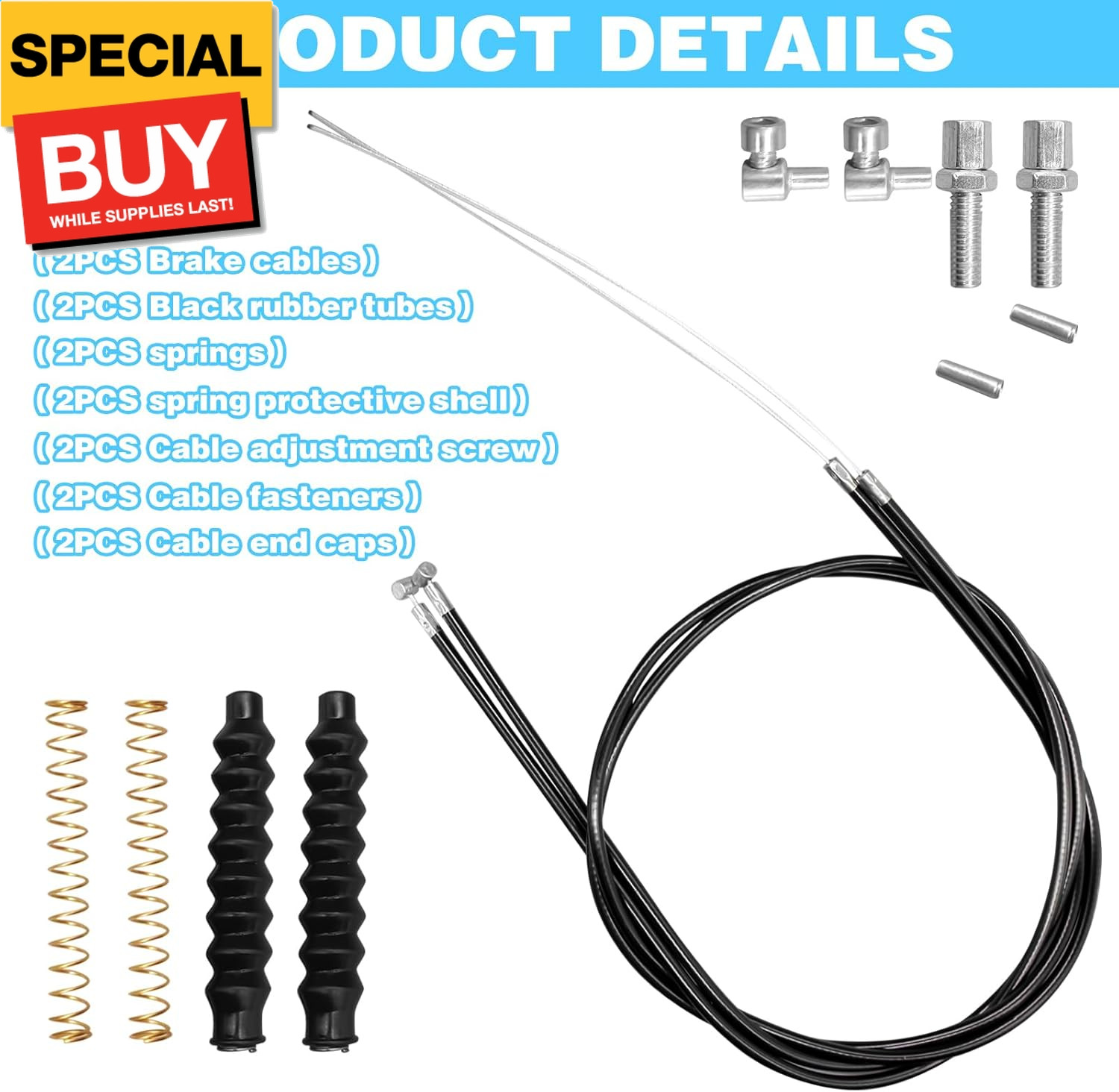 14Pcs Brake Cable Drive Rollator Replacement Parts, Brake Cable Parts for Walker