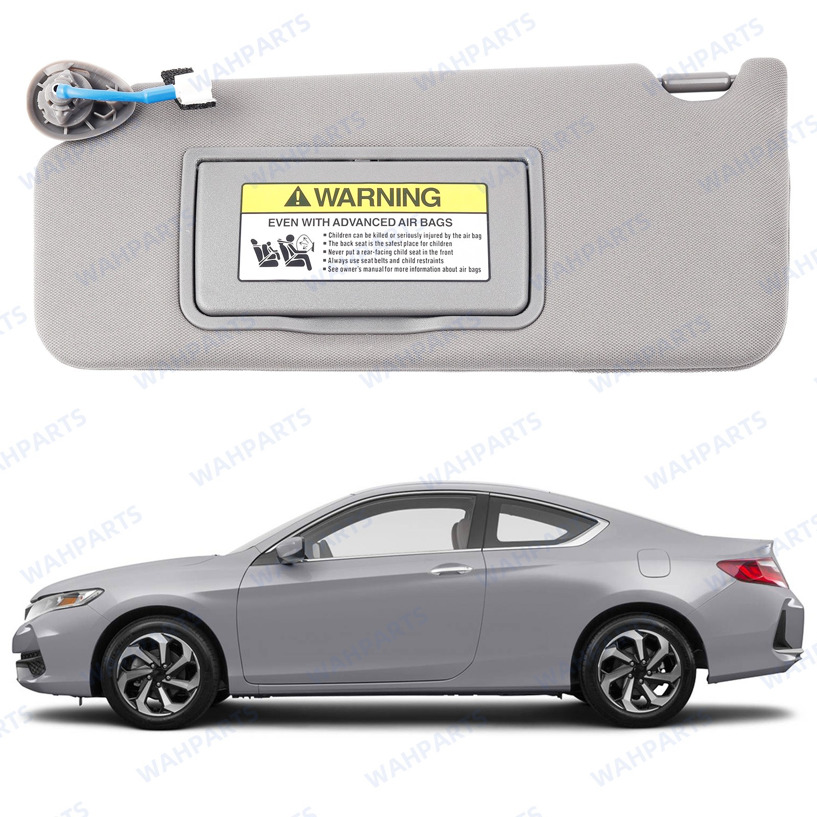 For 2008-2017 Honda Accord Gray Left Driver Side Sun Visor w/ Light & Mirror