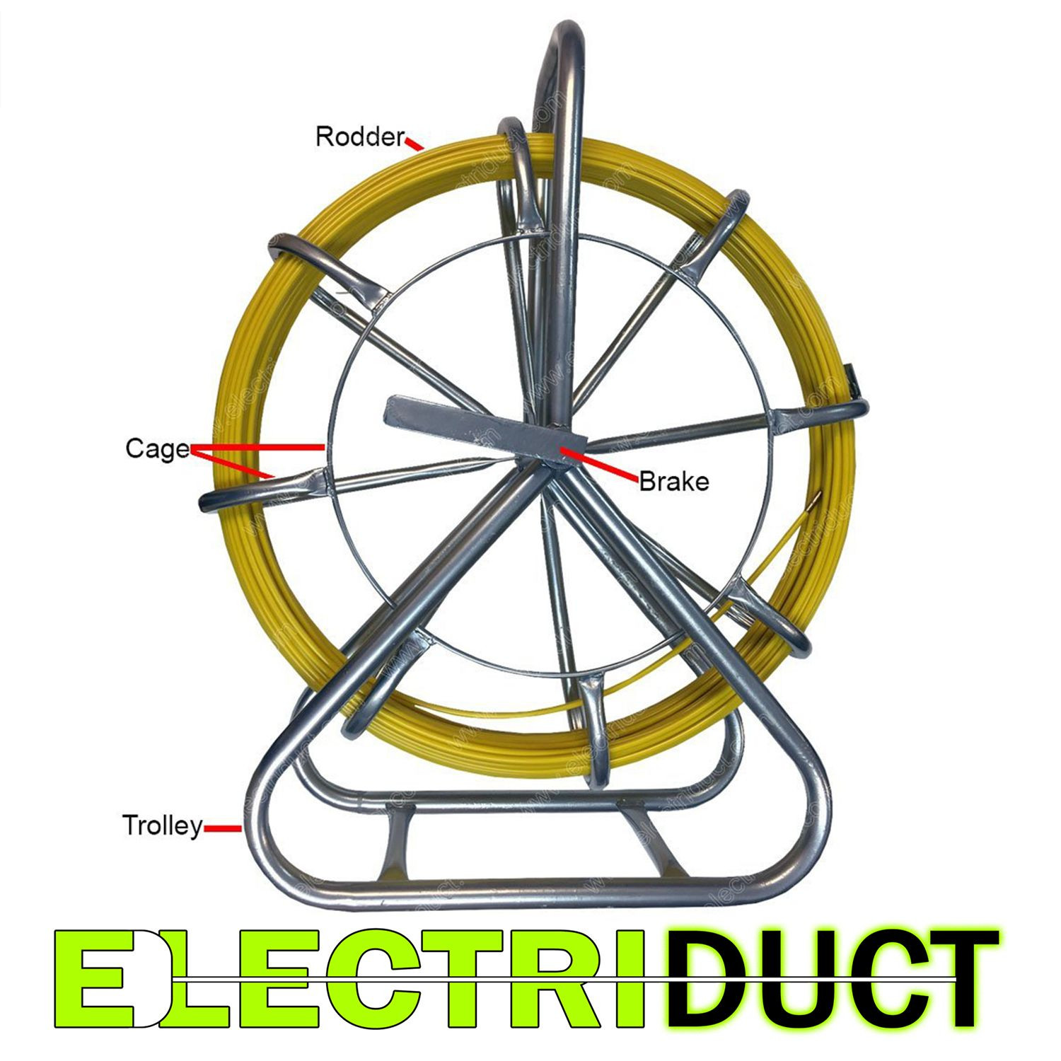 100FT x 1/4" Diameter Cable Rodder Duct Coated Fiberglass w Cage and Stand