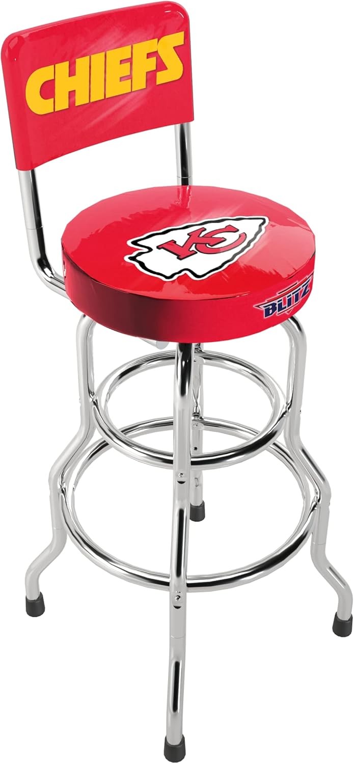 NFL Blitz High Back Stool Adjustable Height Swiveling Seat Kansas City Chiefs