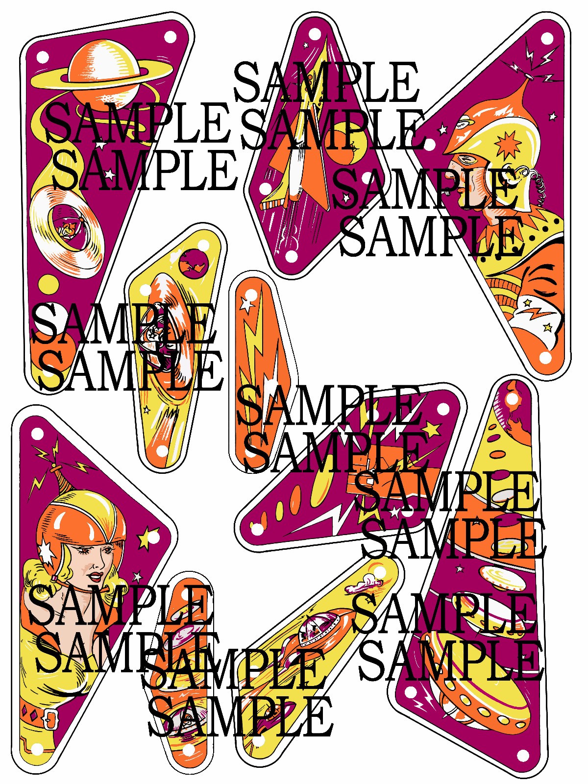 Genco Flying Saucers Pinball plastics set new manufacture.
