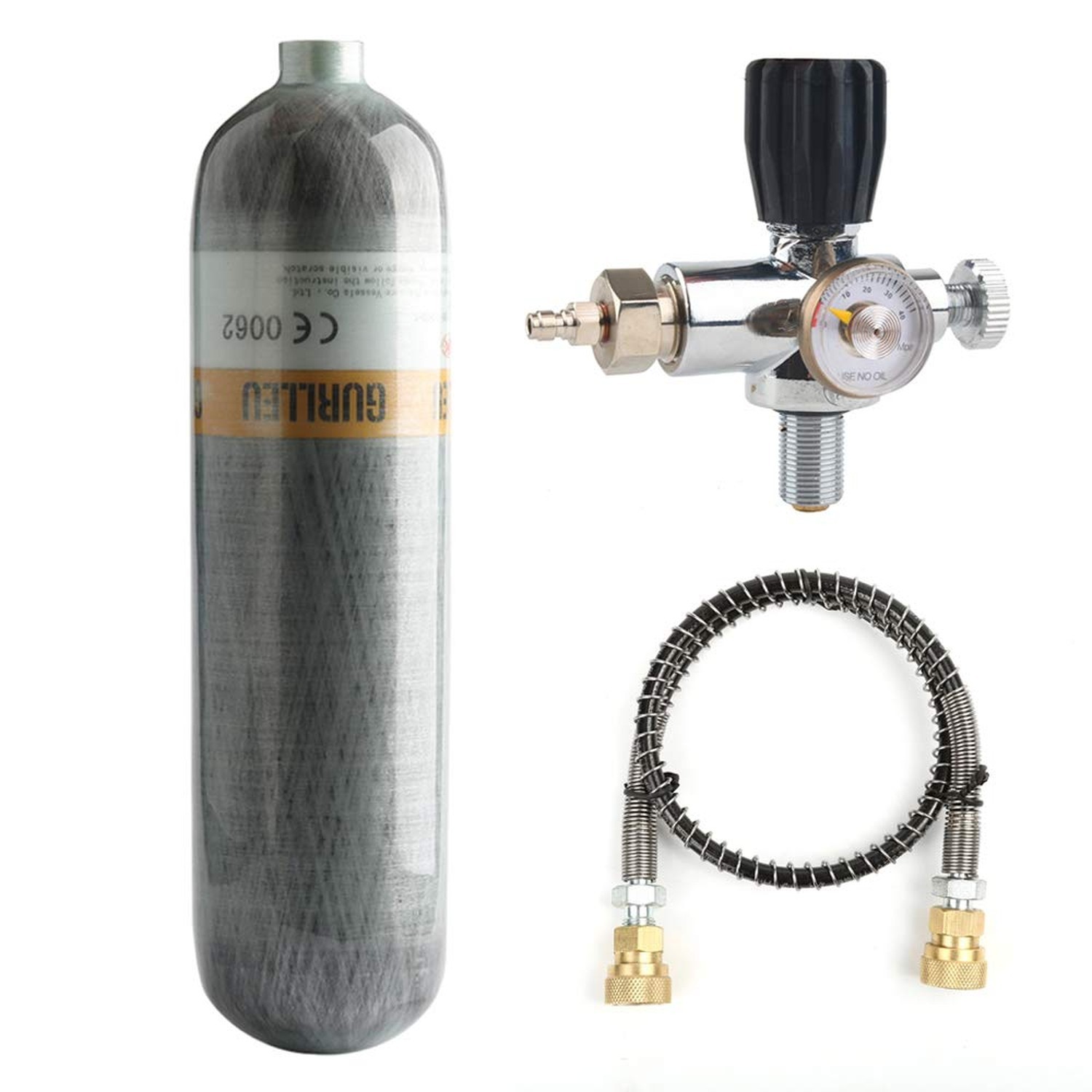 Carbon Fiber Air Tank, 30 Cu Ft / 4500 PSI, CE Approved, PCP Paintball Compre...