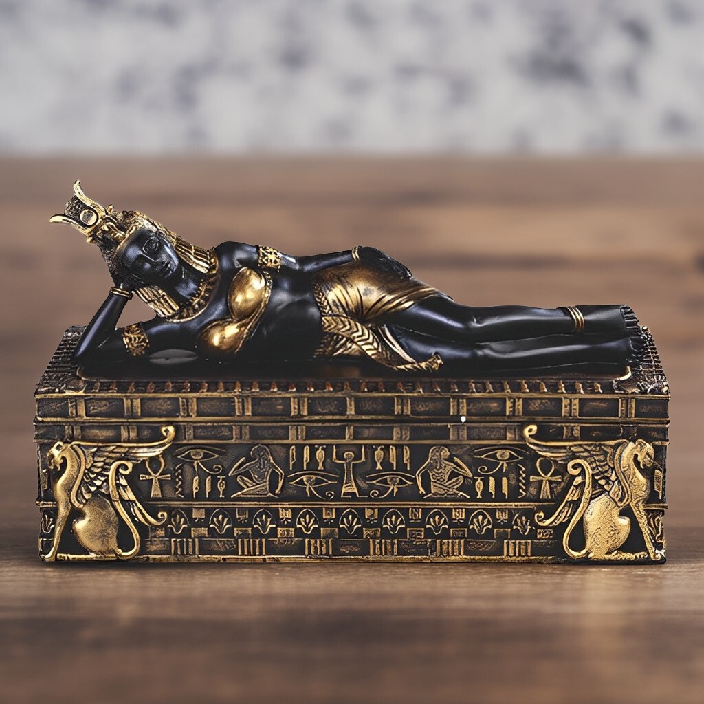 8" wide Egyptian Queen Cleopatra Trinket Box Ornament Home Decor Unique Gift