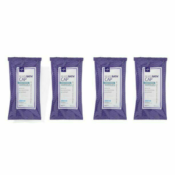 Medline ReadyBath Rinse-Free Shampoo and Conditioning Caps, 4 Pack - MSC095230