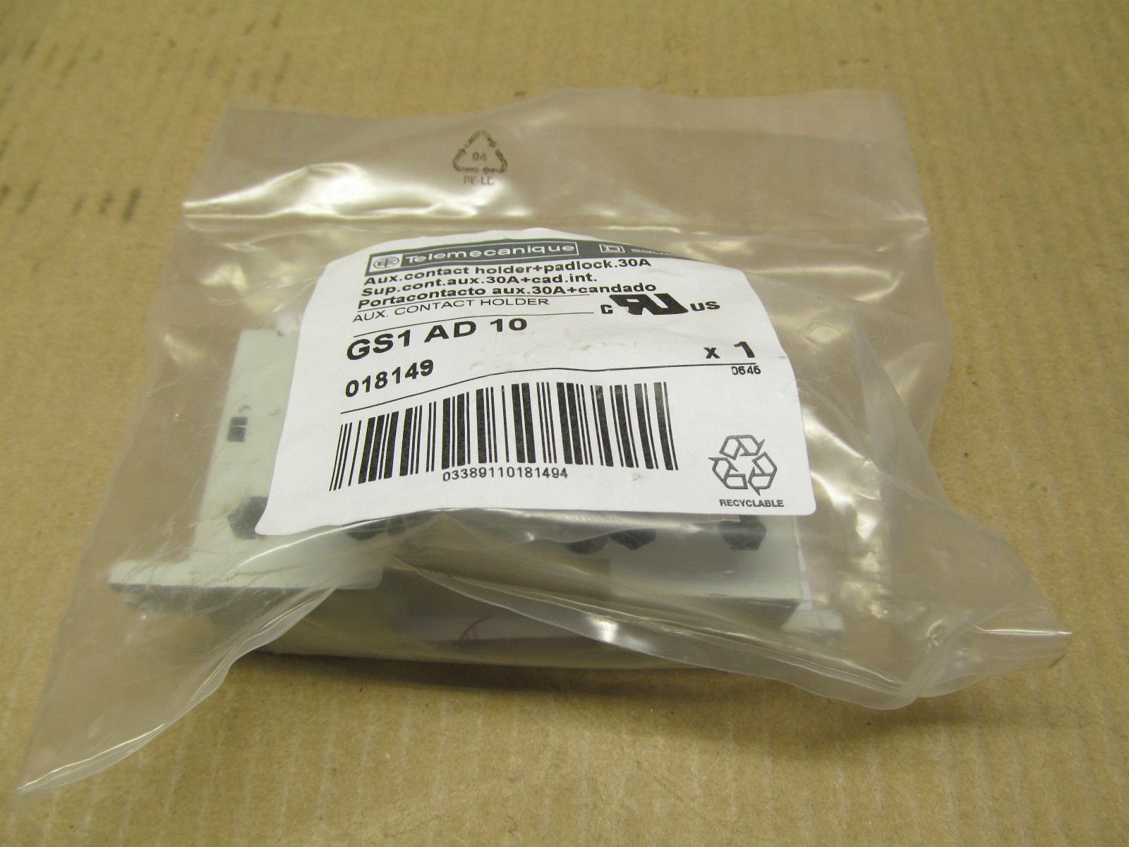 NEW TELEMECANIQUE GS1-AD-10 GS1AD10 AUX CONTACT HOLDER PADLOCK 30 AMP (11 AVAIL)