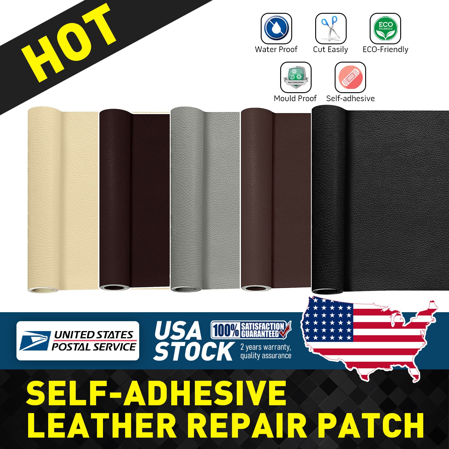 Self Adhesive Leather Repair Patch Couch Sofa Car Seat Chair Renovation Sticker