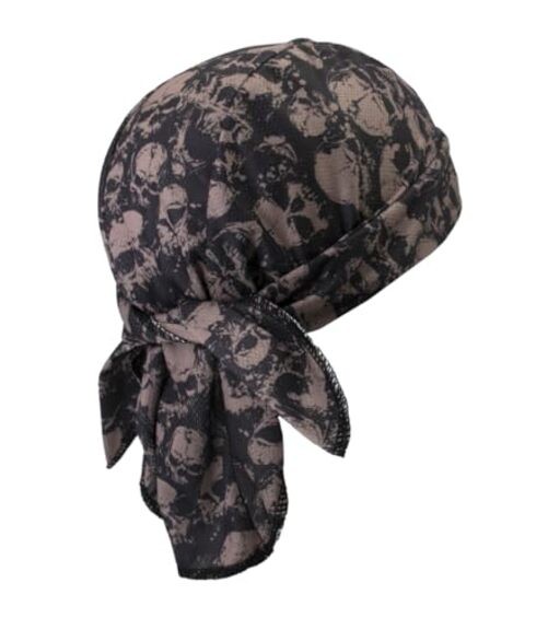 Sweat Wicking Do Rags Skull Caps, Cooling Hip Hop Hat, One Size Vintage Skull