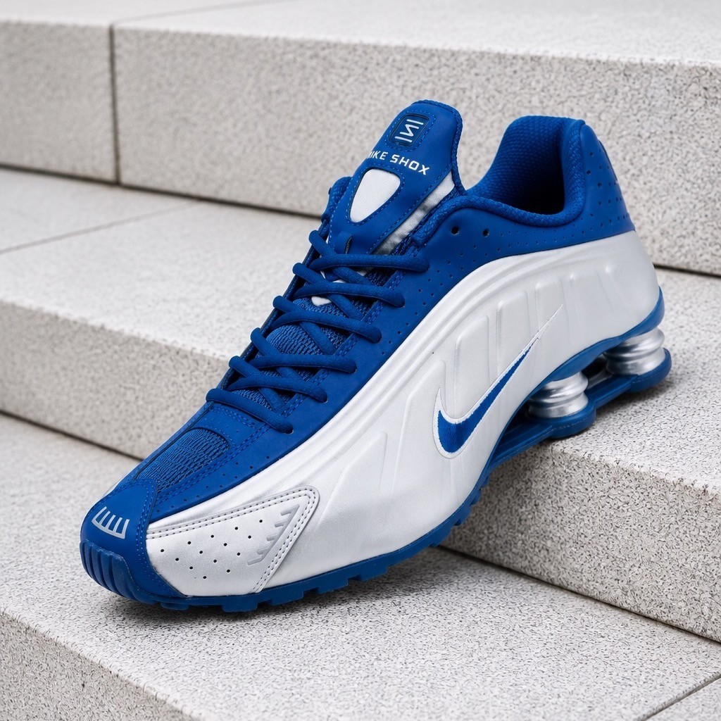 Nike Shox R4 Court Blue Metallic Silver IQ9391-476 Men's Size New
