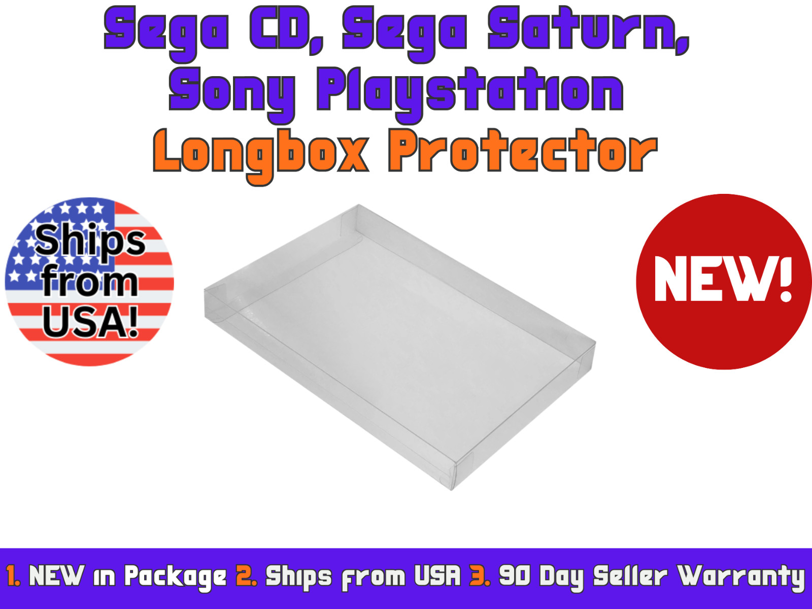 Clear Long Box Longbox Case Protectors for SEGA CD, SATURN, PS1  - US SELLER