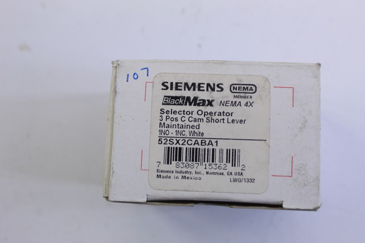 Siemens 52ZX2CABA1 Three Position Selector Switch New in Box