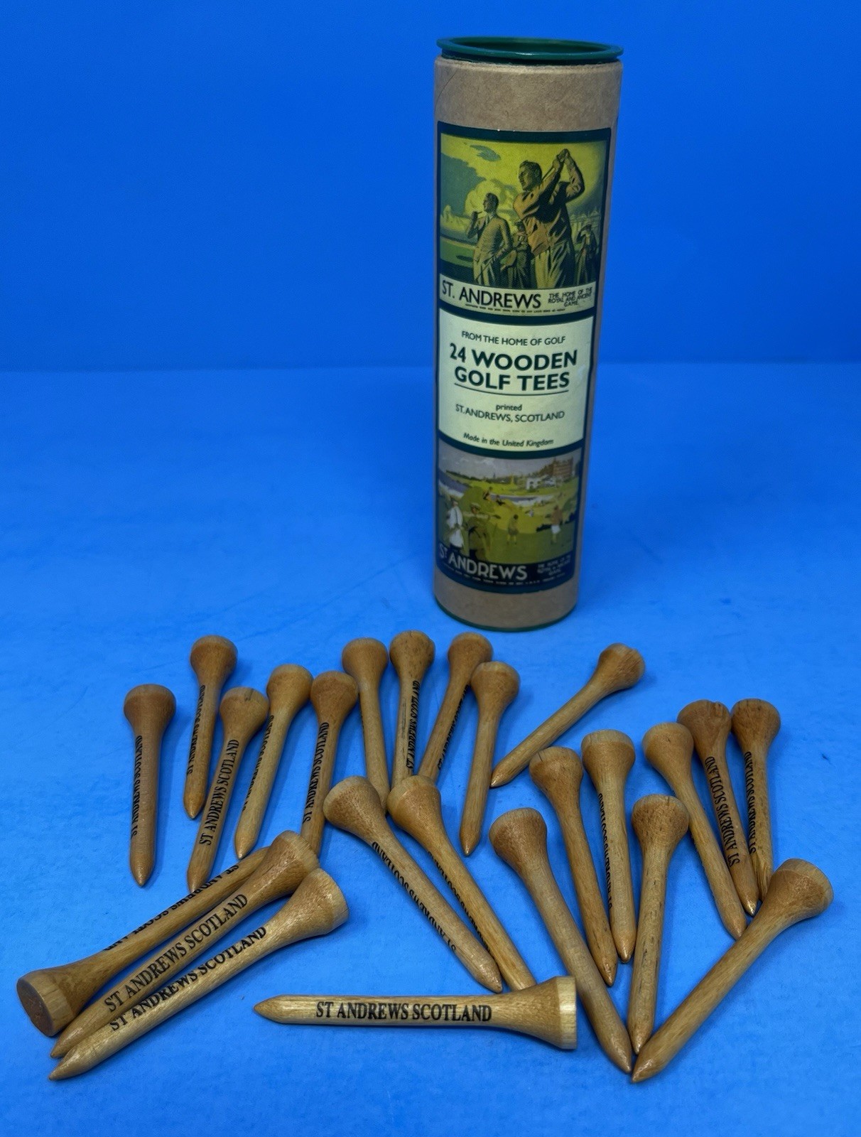 St Andrews Scotland Course Souvenir 24 Wood Tees in Canister