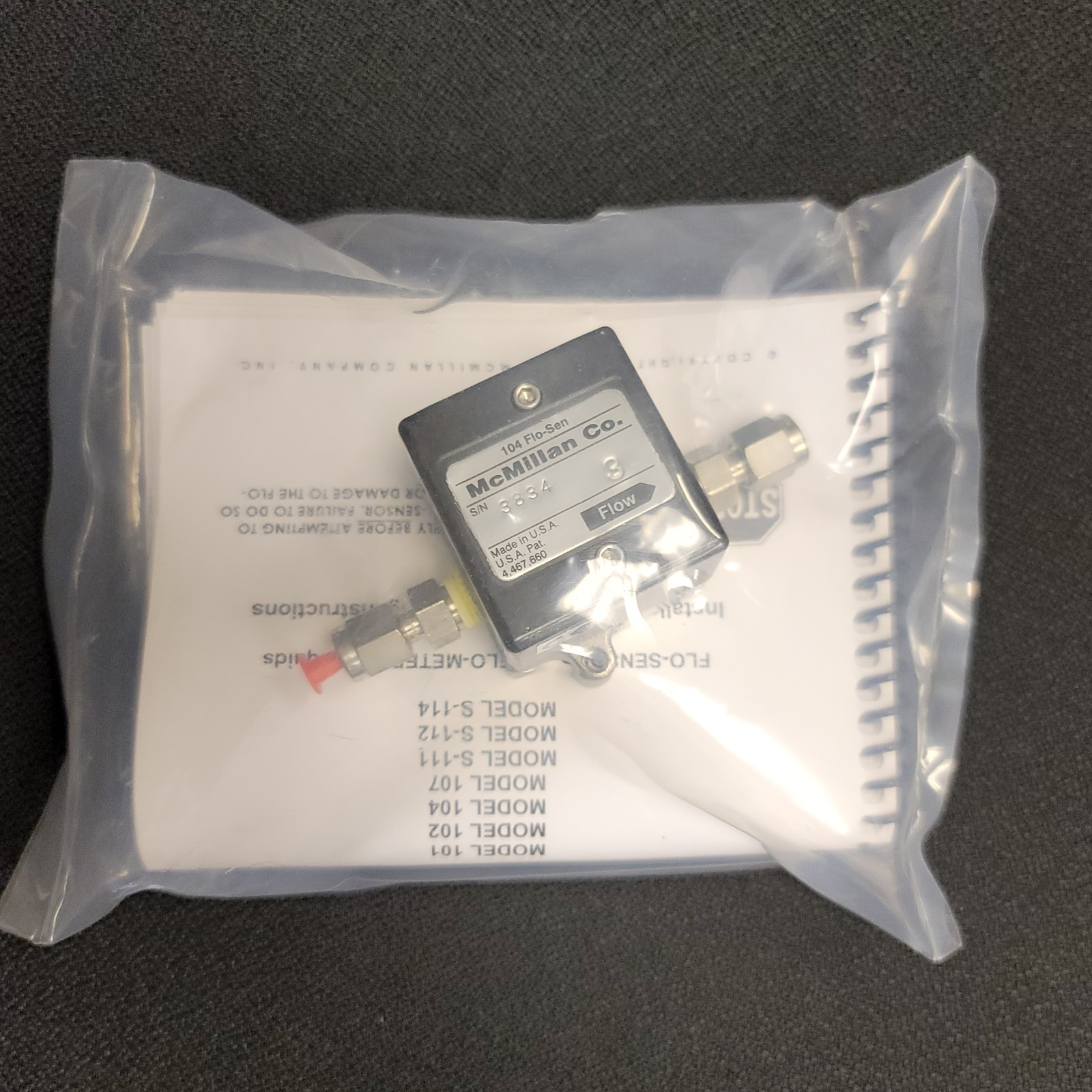McMillan 104 Flo-San Flow Sensor New