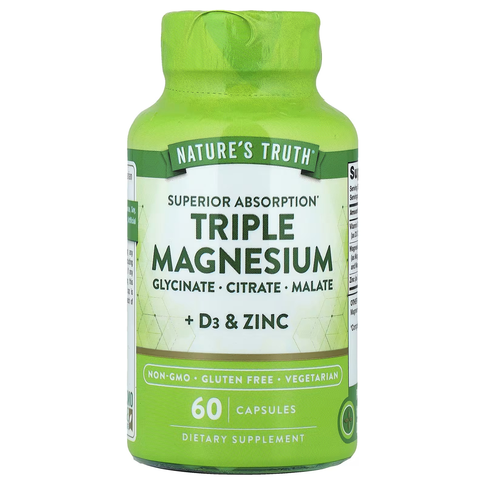 Nature's Truth Triple Magnesium + D3 & Zinc 60 Caps