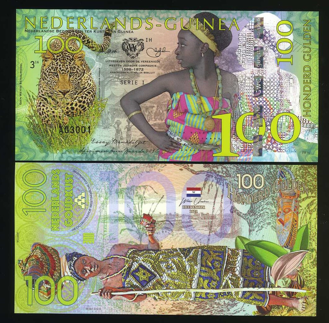 Netherlands Guinea (Ghana) 100 Gulden 2016 Private Issue POLYMER UNC Leopard F