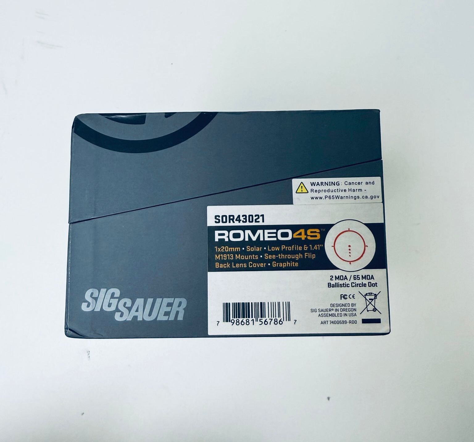 Sig Sauer Romeo4s Red Dot Sight 2 MOA Solar Powered SOR43021