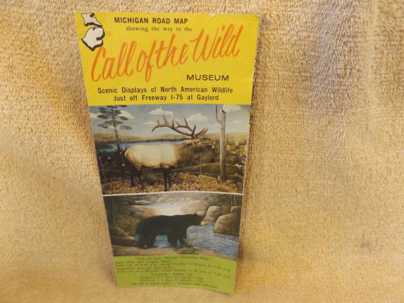 Vintage 1965 CALL OF THE WILD Museum Brochure with Michigan Road Map
