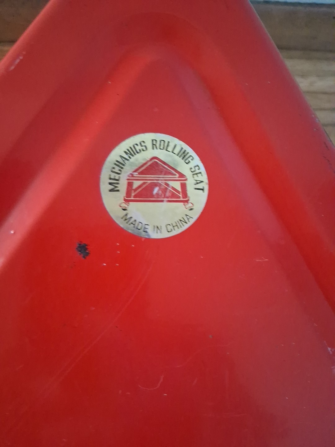 Vintage Mechanics Rolling Seat Red Triangle On Wheels