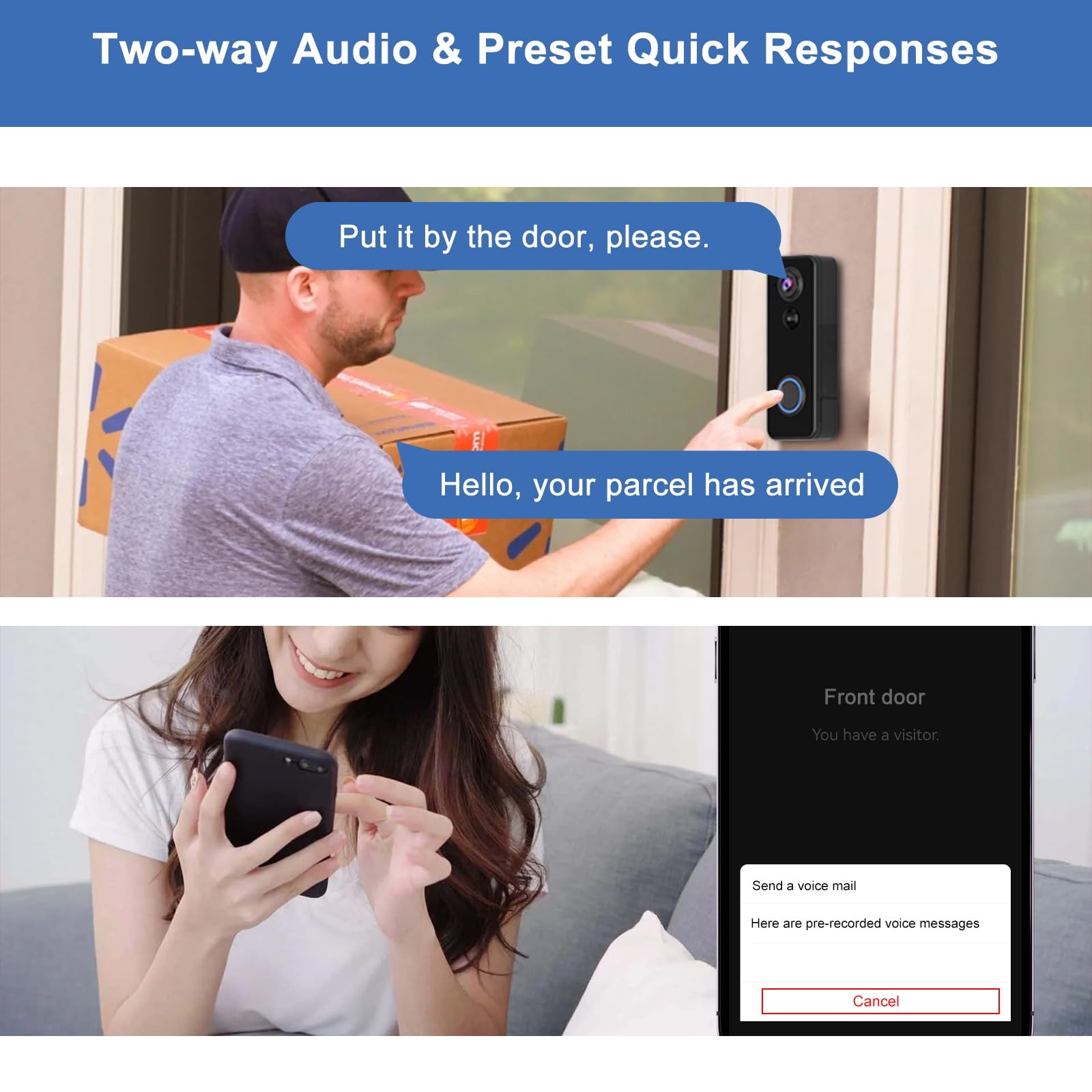 Doorbell Camera Wireless, Head-to-Toe Video - No Subscription Black