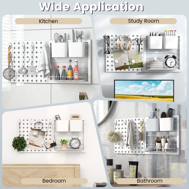 Pegboard Hooks Combination Set Storage Organizer Wall With 0.6" Thickened Panel