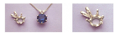 Solid Sterling Silver Round Six Prong Pre-Notched Pendant Setting (3 - 9mm)