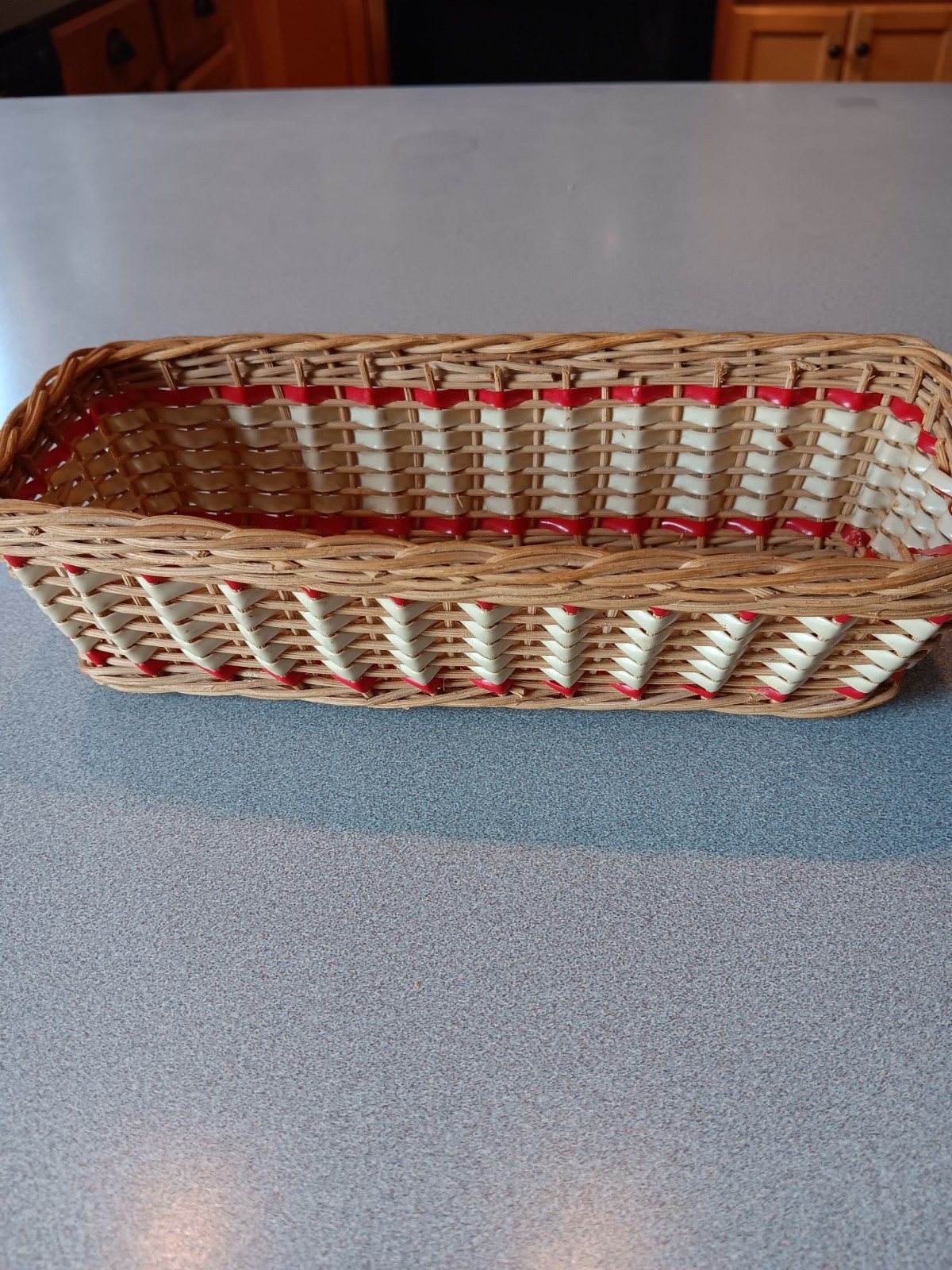 Vintage Woven Cracker Basket Rectangular