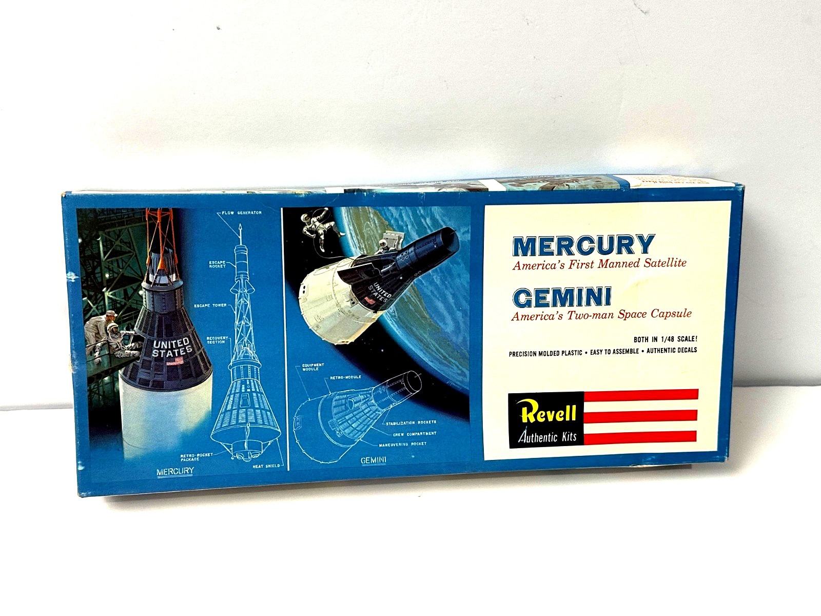 1964 REVELL MERCURY SATELLITE & GEMINI SPACE CAPSULE 1/48 KIT # H 1834-130