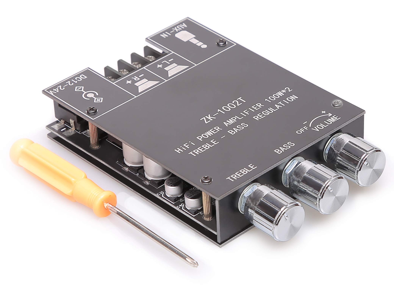 200W Bluetooth 5.0 Stereo Amp Board with Treble/Bass Control