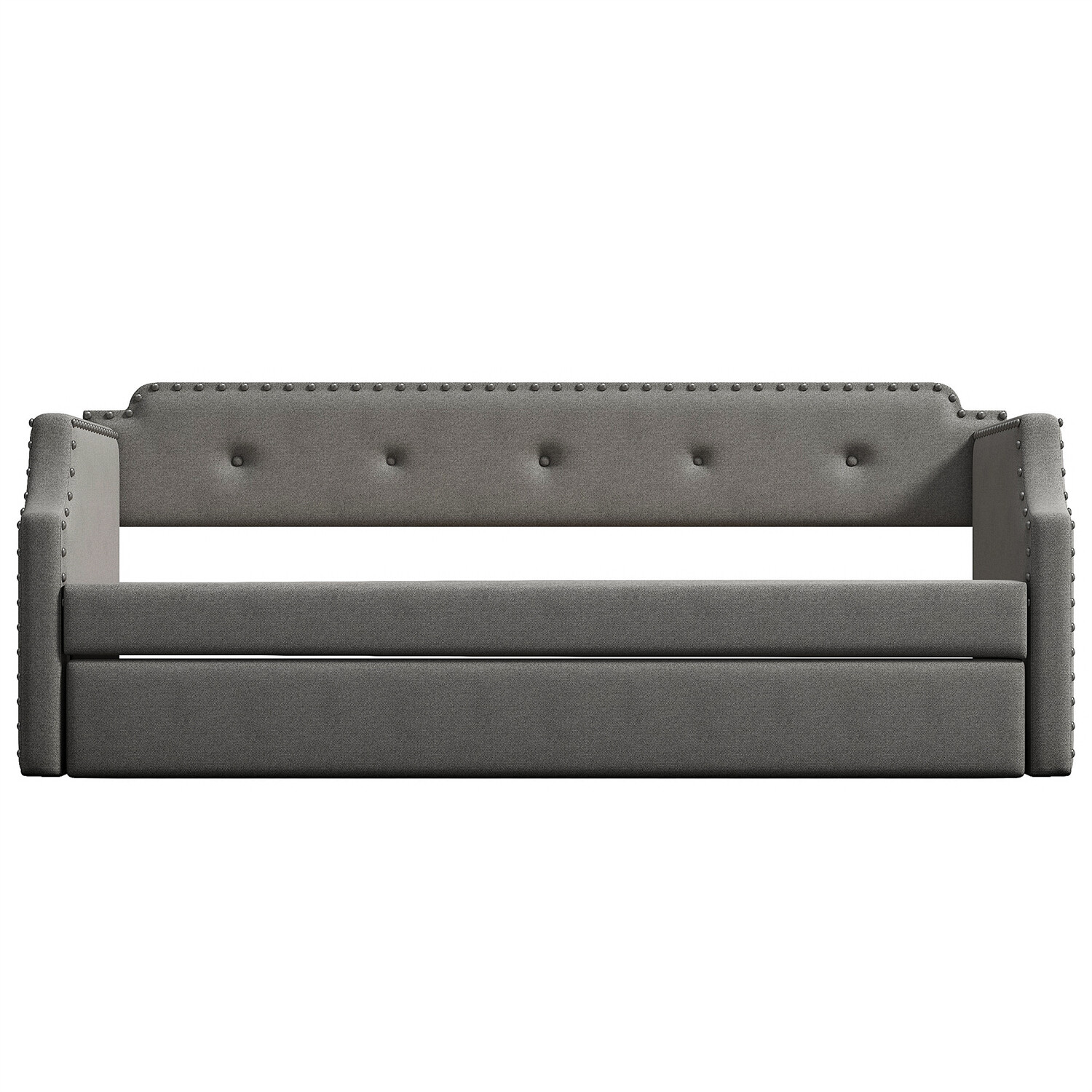Twin Size Daybed with Pull-Out Trundle Bed Upholstered Bed Frame Sofa Bed US