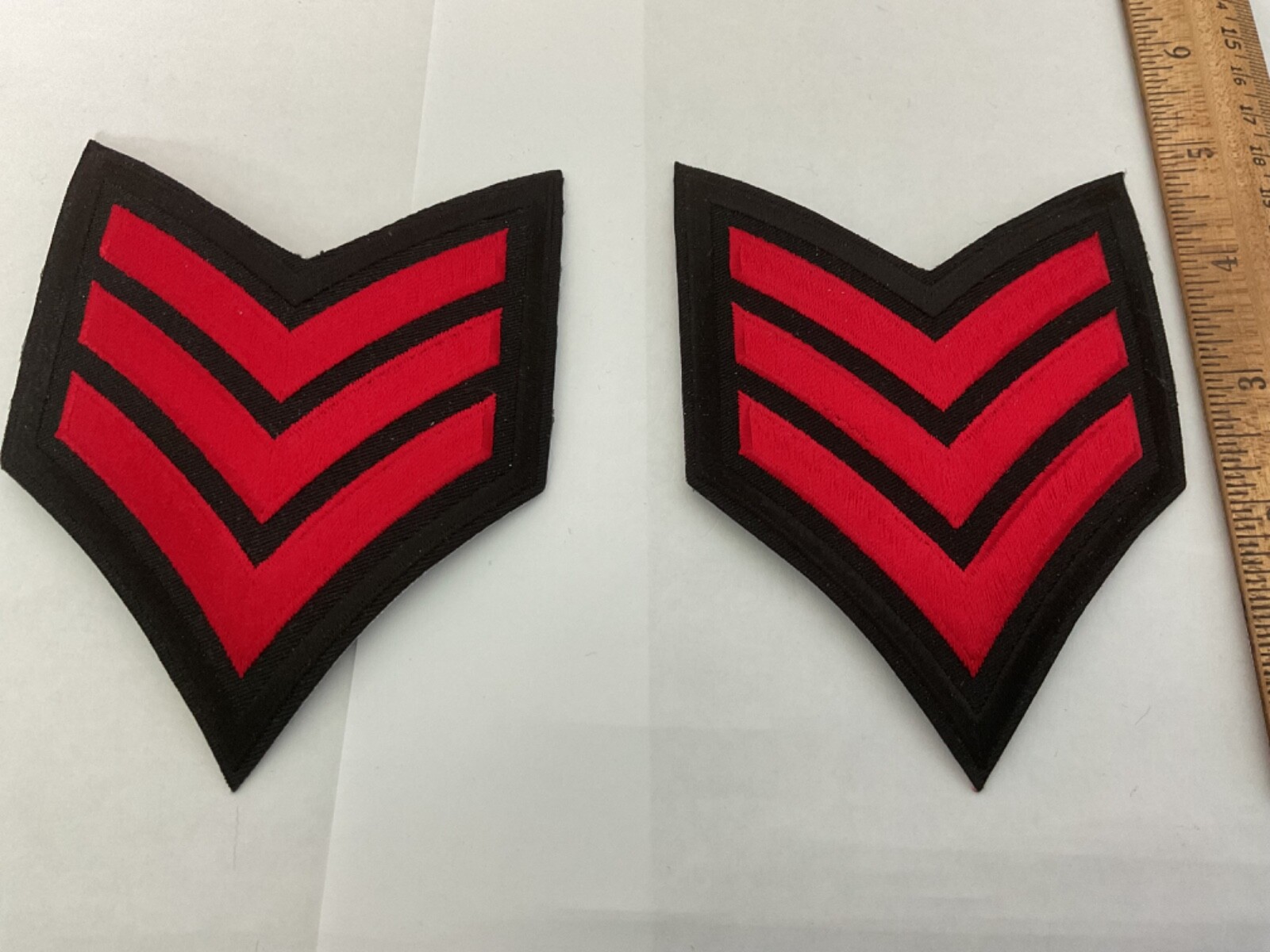 Police,Military, Fire patch set of 2 Sergeant Stripes colors Red and Black