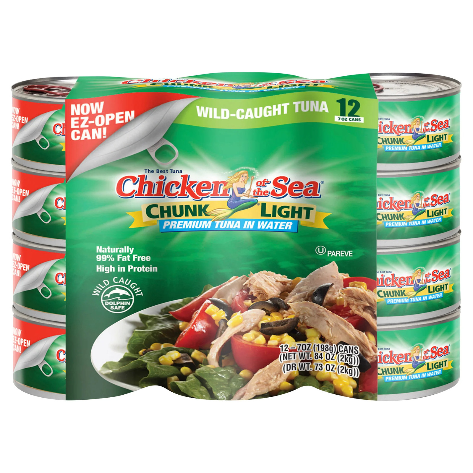 Chicken of the Sea, Chunk Light Premium Tuna in Water, 7 oz, 12-Count