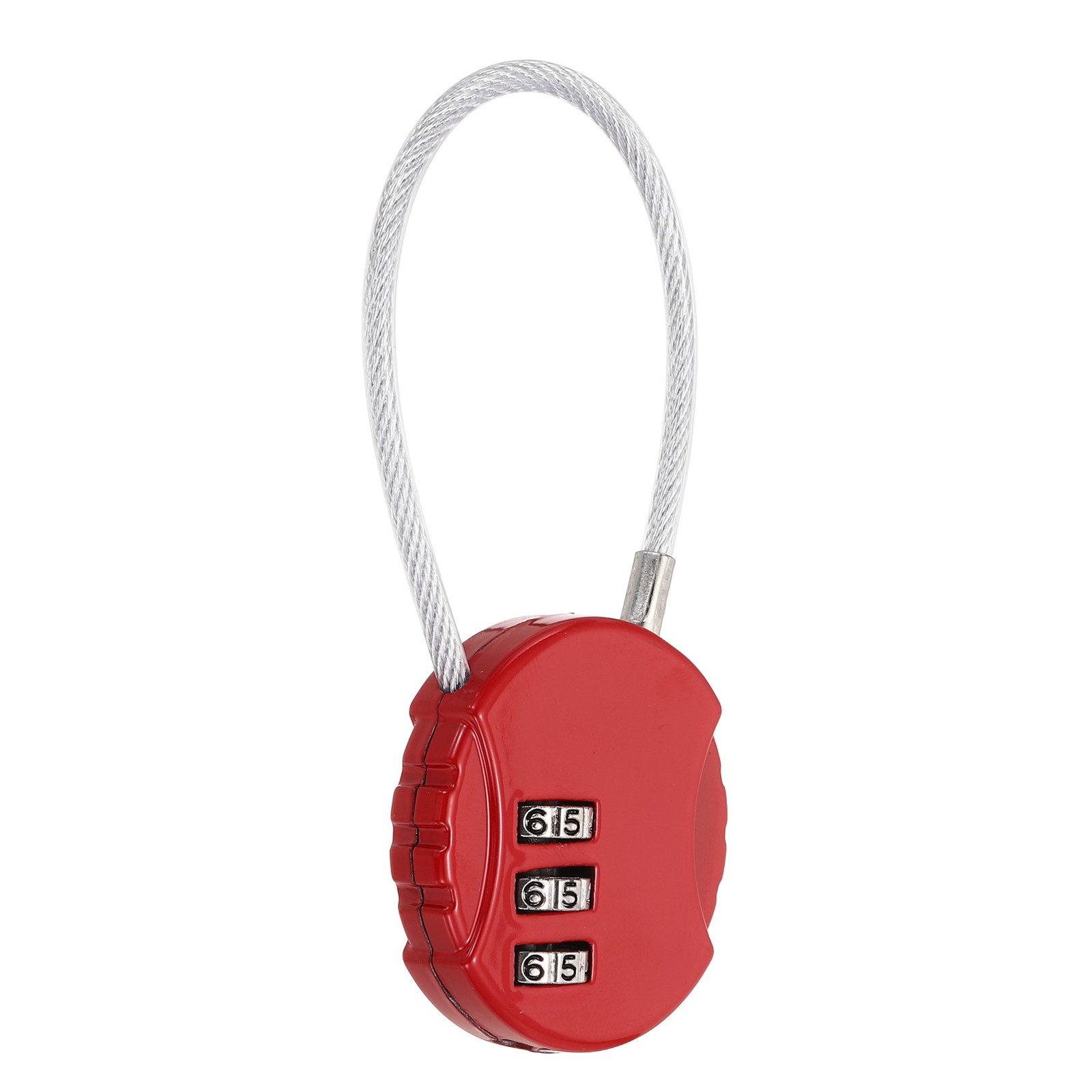 1-Pack Combination Padlock, 3 Digit Round Shaped Cable Luggage Lock [Red]
