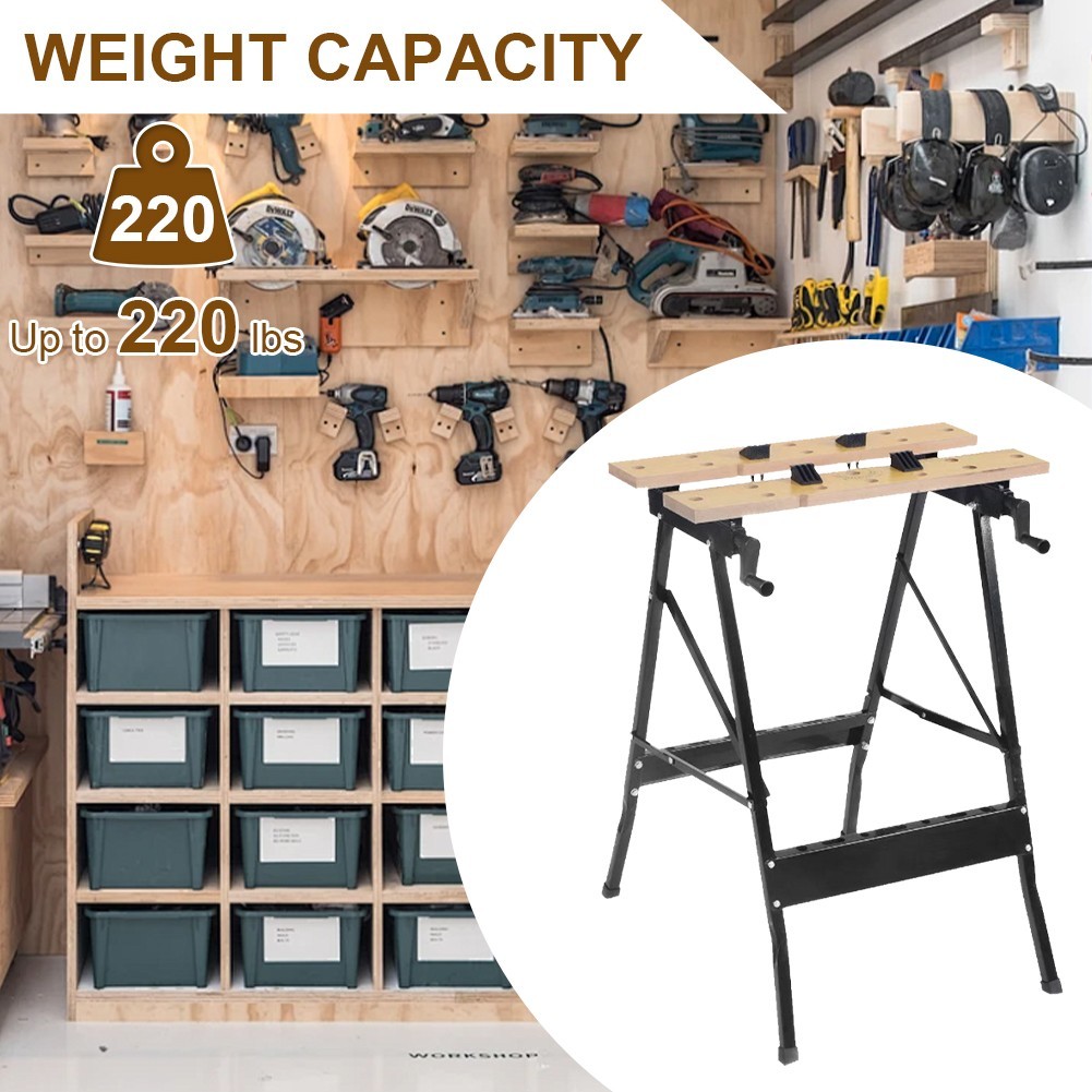 Foldable Wooden Workbench Bench Work Portable Clamping Folding Worktop Table DIY