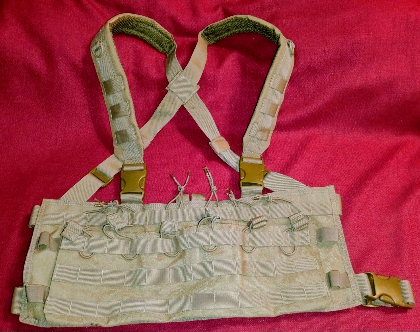Condor tan fast assault tactical chest rig, mag pouches, adjustable belt 2XL VG
