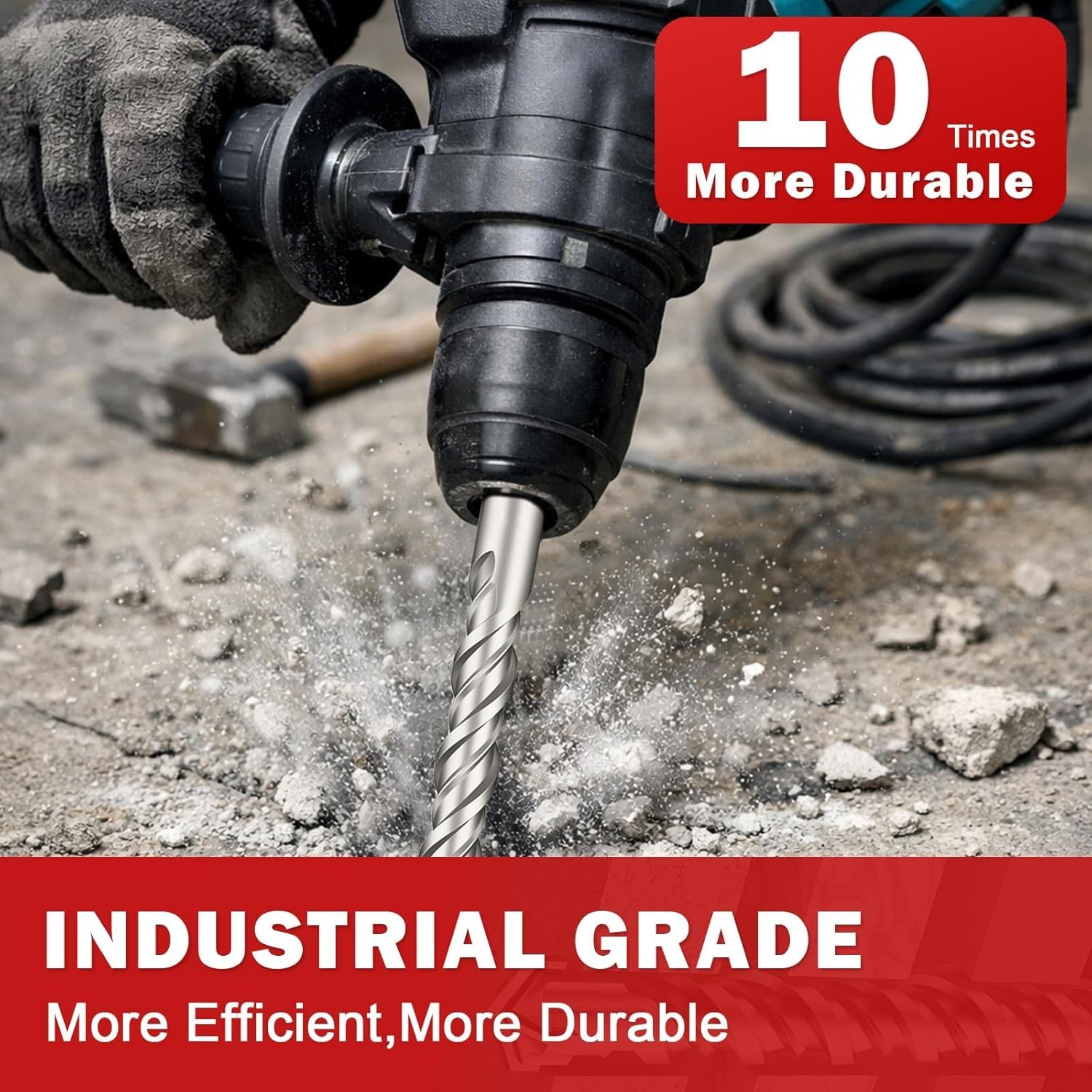 1-1/4" x 18" 2 Pack SDS Plus Concrete Drill Bit, Cross Carbide Tip