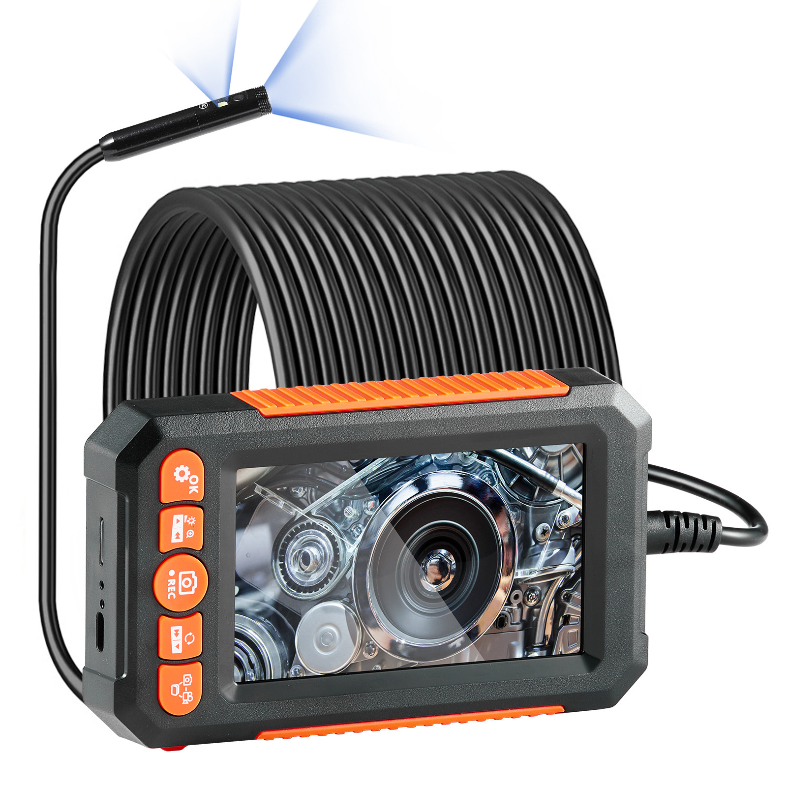 VEVOR Endoscope Camera with Lights Dual Lens Borescope 49.2FT Cable 4.3" Screen