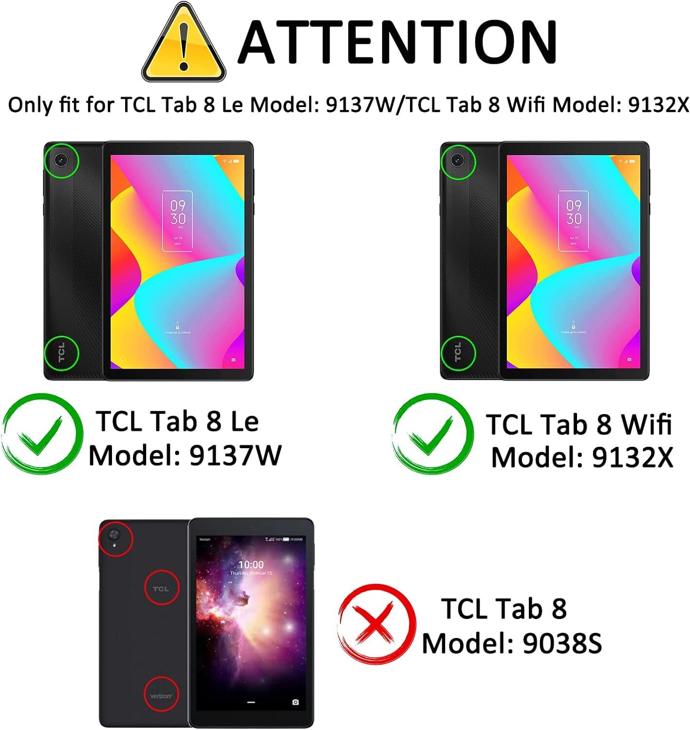 Case for TCL Tab 8 LE 8" Tablet (Model: 9137W) / Tempered Glass Screen Protector