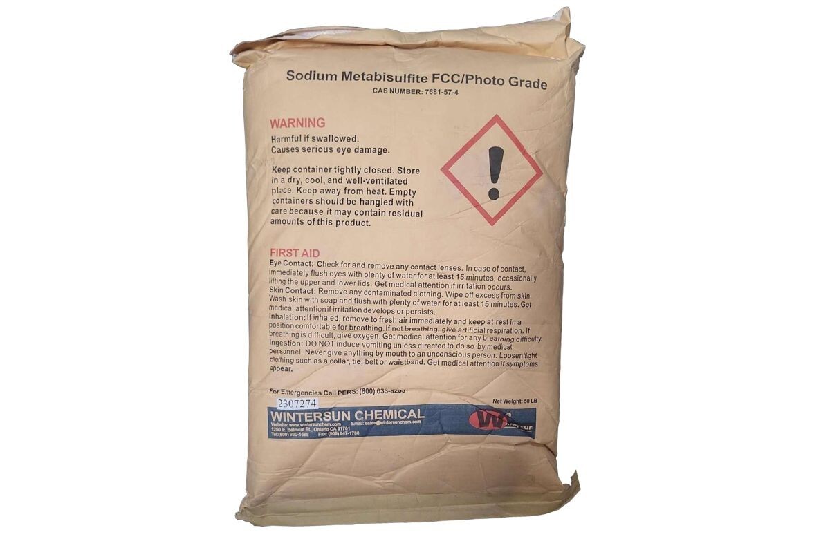Sodium Metabisulfite [CAS_7681-57-4] FCC / Photo Grade 97+% Powder 50 Lb Bag
