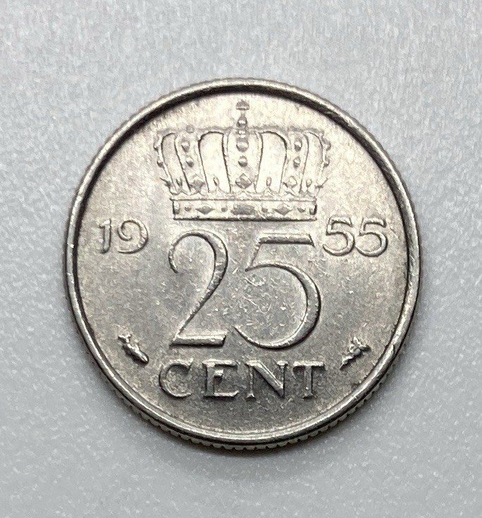1955 Netherlands 25 Cents Coin - KM# 183