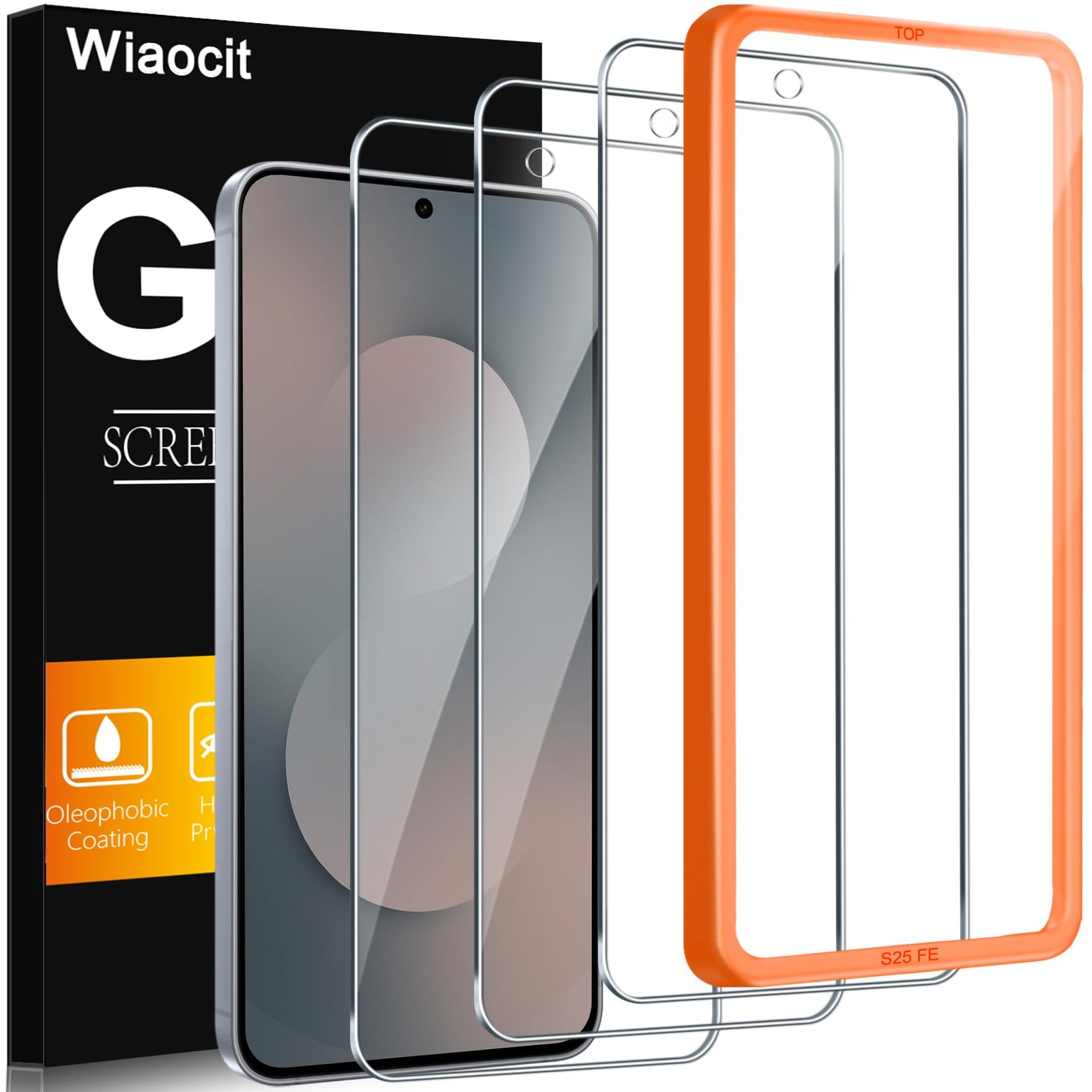 Wiaocit 3 Pack Tempered Glass Screen Samsung Galaxy S25 FE-Transparent