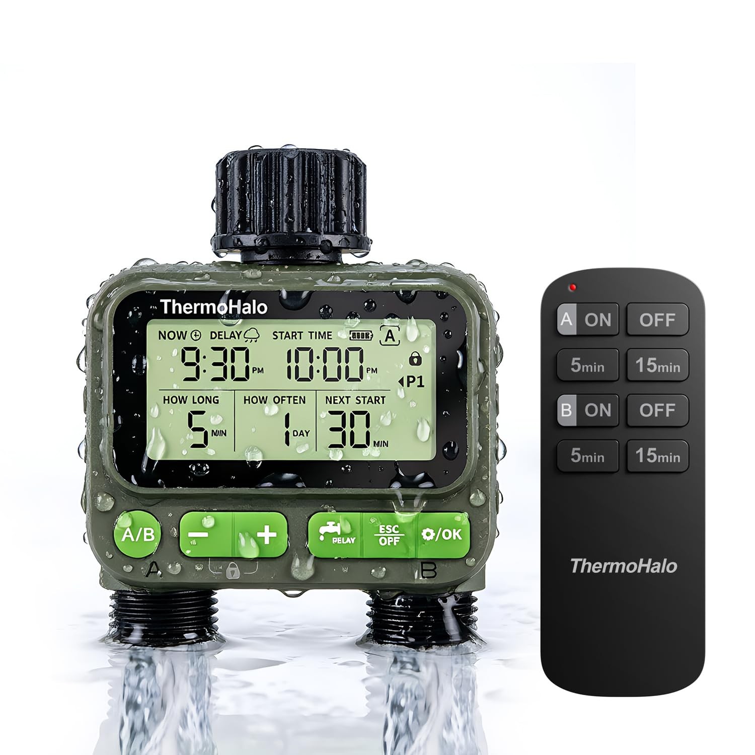 Smart Sprinkler Timer, 8~Zone, Dual Outlet, Remote, IP65 Waterproof