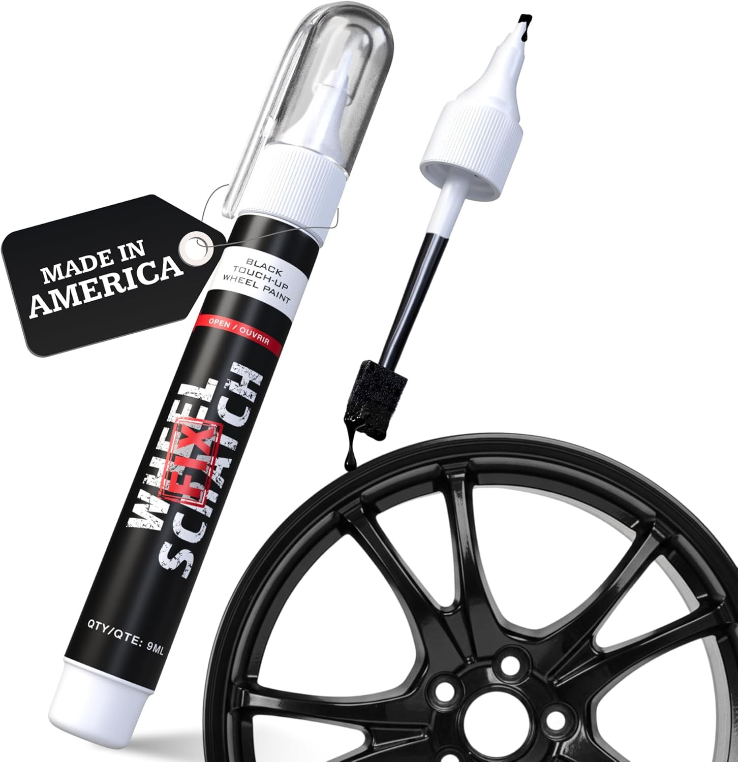 Wheel Scratch Fix® Gloss Black Magic Car Scratch Remover Pen - Alloy Wheel Touch